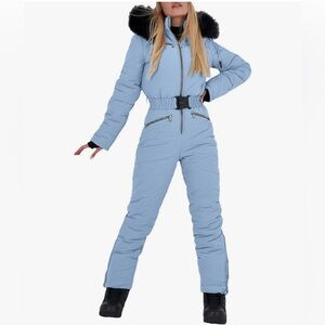 Aoysky Women Winter SkiSuit Outdoor Sports Snowsuit Fur Collar Coat Jumpsuit